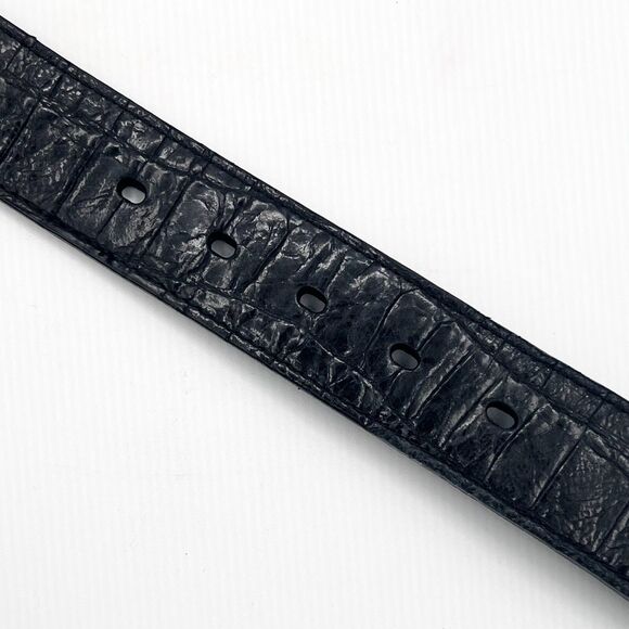 Croc Embossed Black Leather Belt by Roper  Removable Engraved Buckle Western 46 - Picture 7 of 10